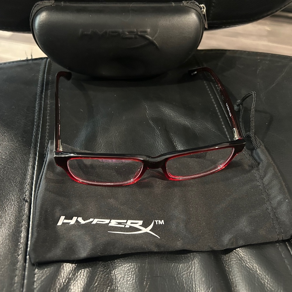 Hyper Gaming Bold Red and Black Glasses includes soft & hard case ready to wear